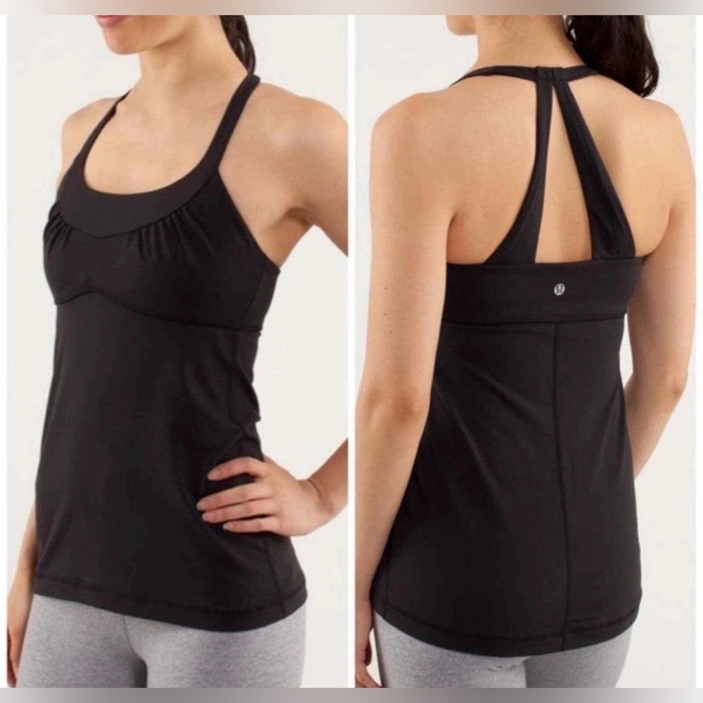 Lululemon scoop me up tank top in black. Size 6 EUC